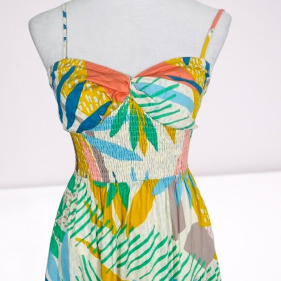 Stile Collection Soleil Cotton Lined Boho Beachy Maxi Dress Sz M Vibrant Floral - Picture 7 of 14